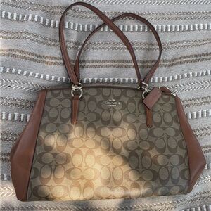 Coach Brown Leather Trim Tote